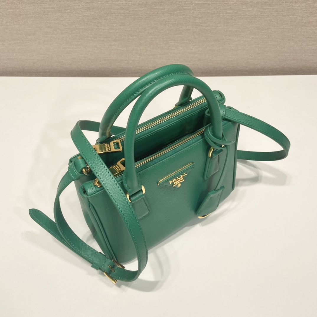 Prada Mini Galleria Saffiano Leather Bag Tote Shoulder Bag Mango Green 1BA906